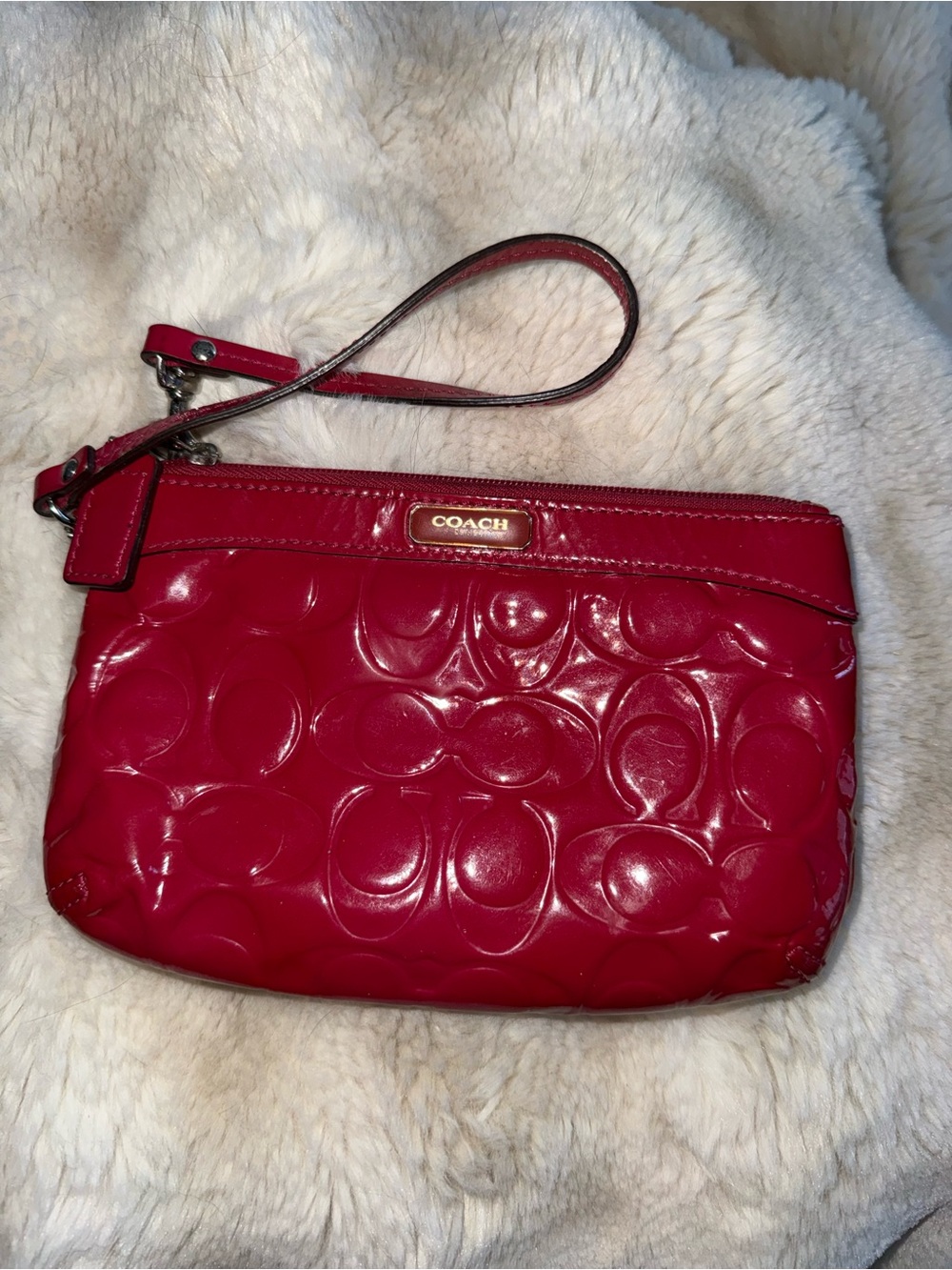 COACH Hot Pink Patent Signature Wristlet